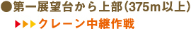 第一展望台から上部(375m以上) → クレーン中継作戦