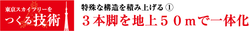 東京スカイツリーをつくる技術 3本脚を地上50mで一体化 特殊な構造を積み上げる