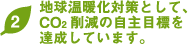 地球温暖化対策として、CO2削減の自主目標を達成しています。